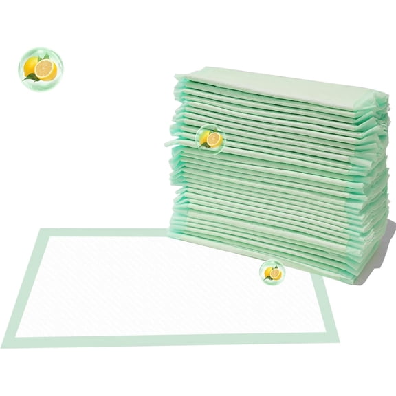 Cat Pads 16.9"" X 11.4"", Lemon Scent, 30 Ct, Pee Pads for Cats, Thickened Super Absorbent Pee Pads, Odor Control, Cat Pads for Litter Box System, Cat Pad Refills, Cat Litter Pads, Green