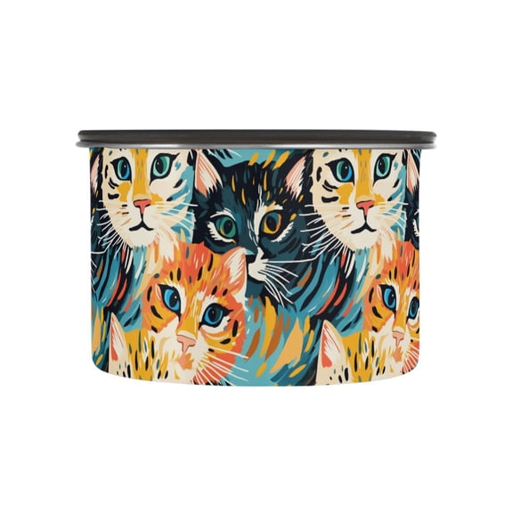 Cat Painting Airtight Coffee Bean Canister 17oz Food Storage Containers with Lids For Gournd, Tea, Sugar, Flour, Rice, Cereal, Candy Cookie Jar