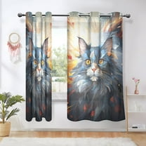 Cat Painting Grey Blackout Curtains Thermal Insulation 63 inch Grommet for Bedroom Living Room Bathroom Kitchen Windows 2 Pack