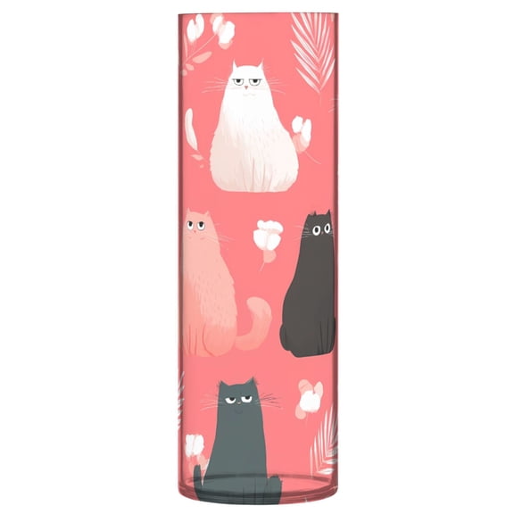 Cat Palm Leaf Pattern Vase Flower Vase Clear Unbreakable Plastic Tall Decorative 11.8in