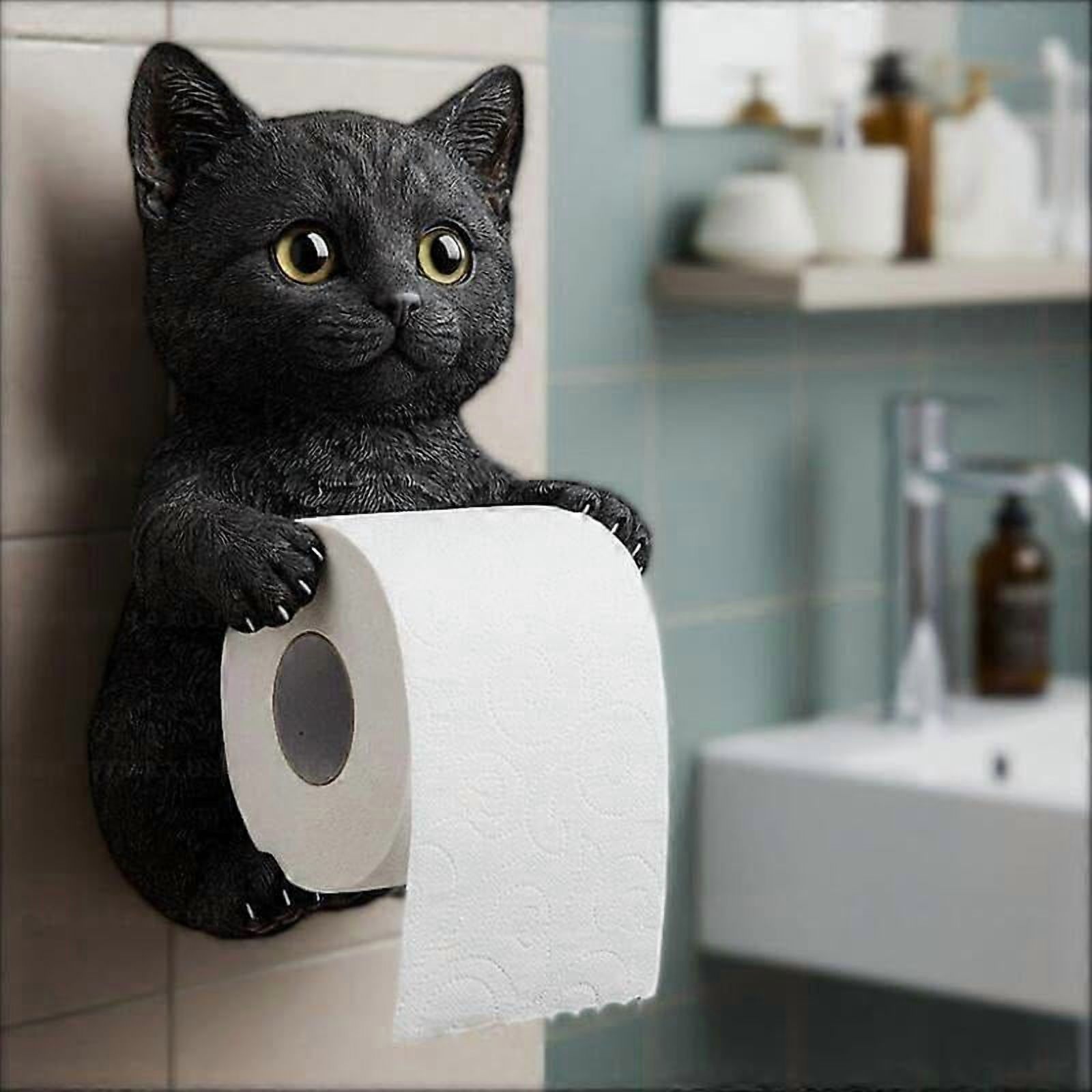 Cat Paper Holder, Funny 3D Cats Paper Towel Holder, Cute Decorative Toilet Papers Holder Wall Mount, Toilet Papers Wall Storage for Bathroom Kitchen D
