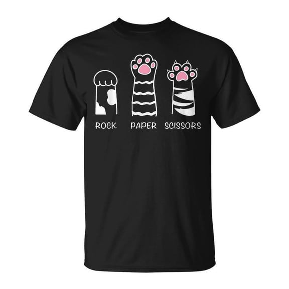 Cat Paper Scissors Hand Game Cute PawT-shirt