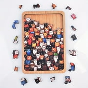 Cat Party Educational Toys Unique Shape Irregular Animal Shape Wooden Jigsaw Puzzle Halloween Christmas Gift