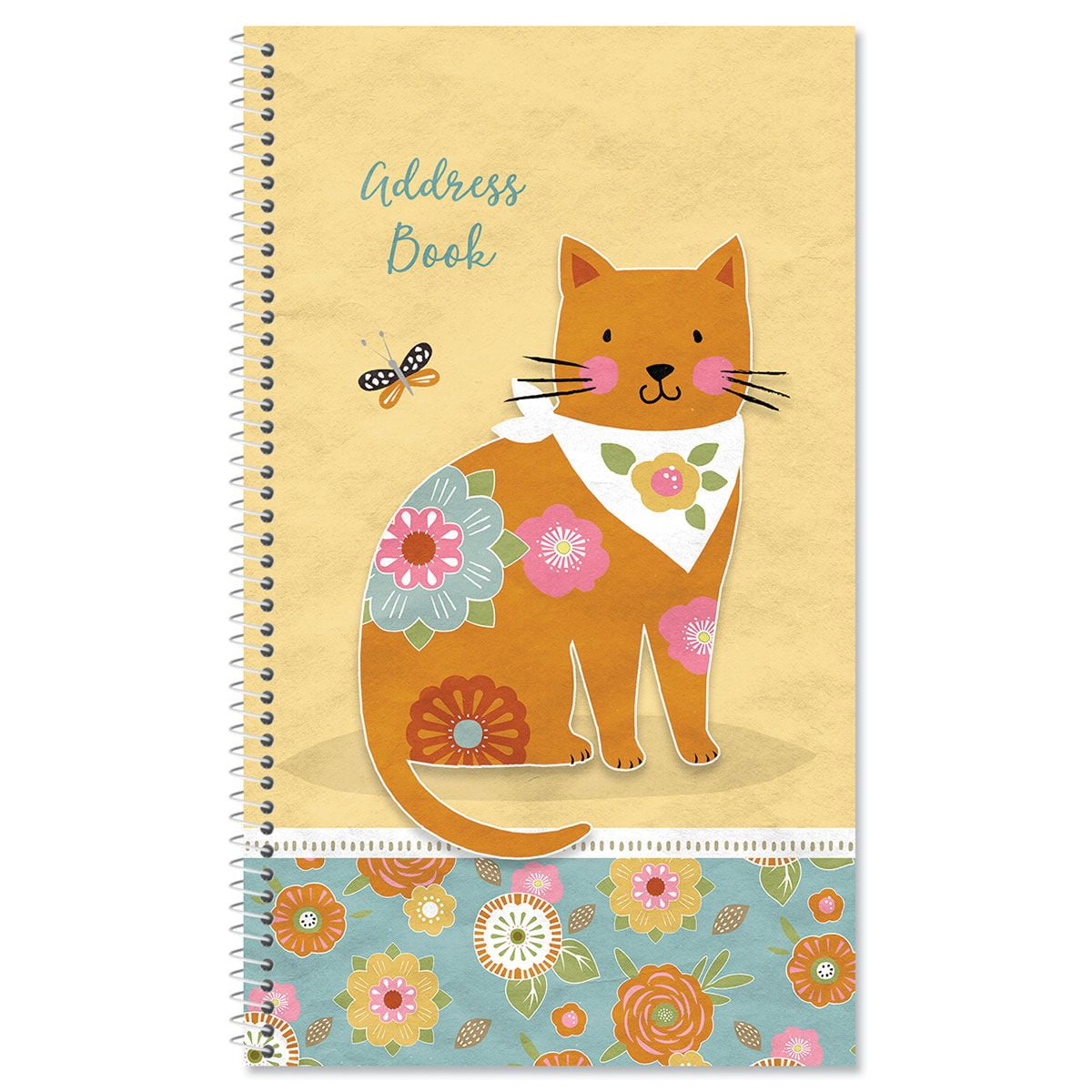 Cat Patch Lifetime Address Book 94 Page, Softcover SpiralBound