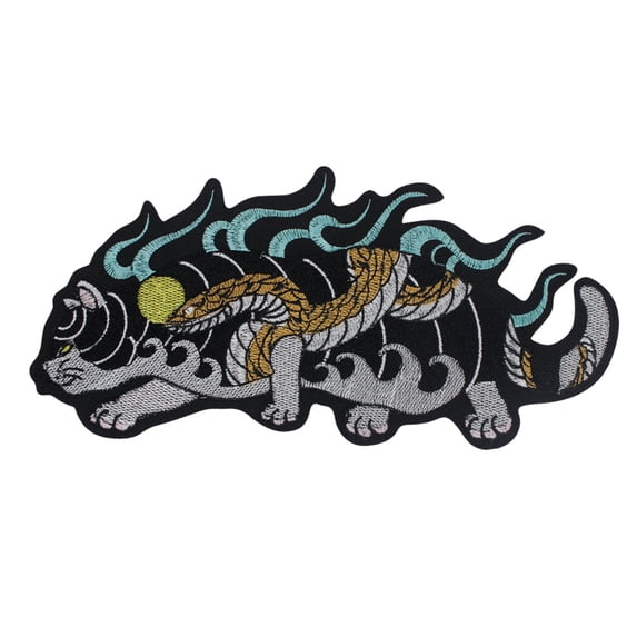Cat Patches Sanke Fabric Patches Animal Embroidery Applique Iron on Sticker Decorative for MC Jacket Backpack Badges