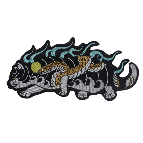 Cat Patches Sanke Fabric Patches Animal Embroidery Applique Iron on Sticker Decorative for MC Jacket Backpack Badges