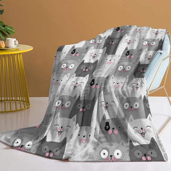 Cat Pattern Blanket Soft Flannel Throw Blanket Lightweight Warm Plush Blanket for Couch Bedroom Living Rooms All Season 27.56x39.37 Inch