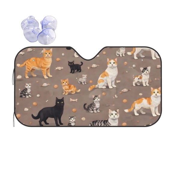 Cat Pattern Car Windshield Sun Shade Universal Fit Auto Sun Visor Protector