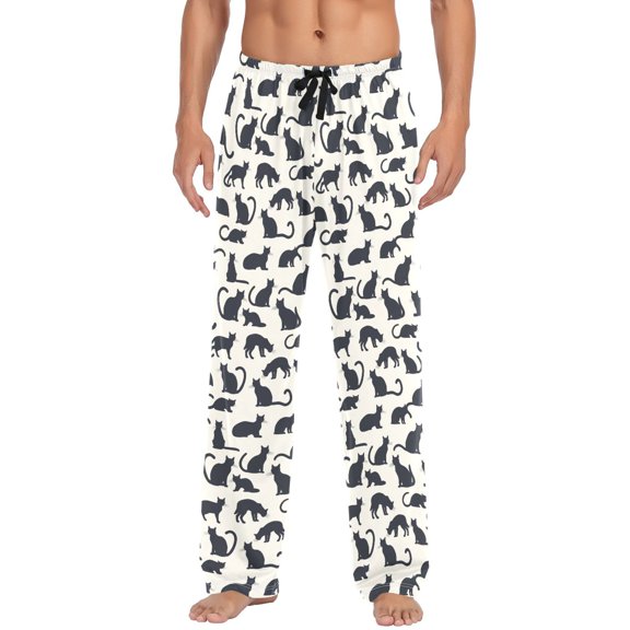 Cat Pattern Men's Pajama Pants Cotton Long Sleepwear Lounge Pants XL