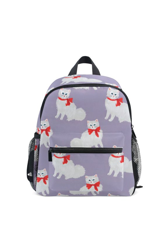 Cat Pattern Mini Backpack Cute Small Backpack with Chest Strap and Whistle Ages 3-8