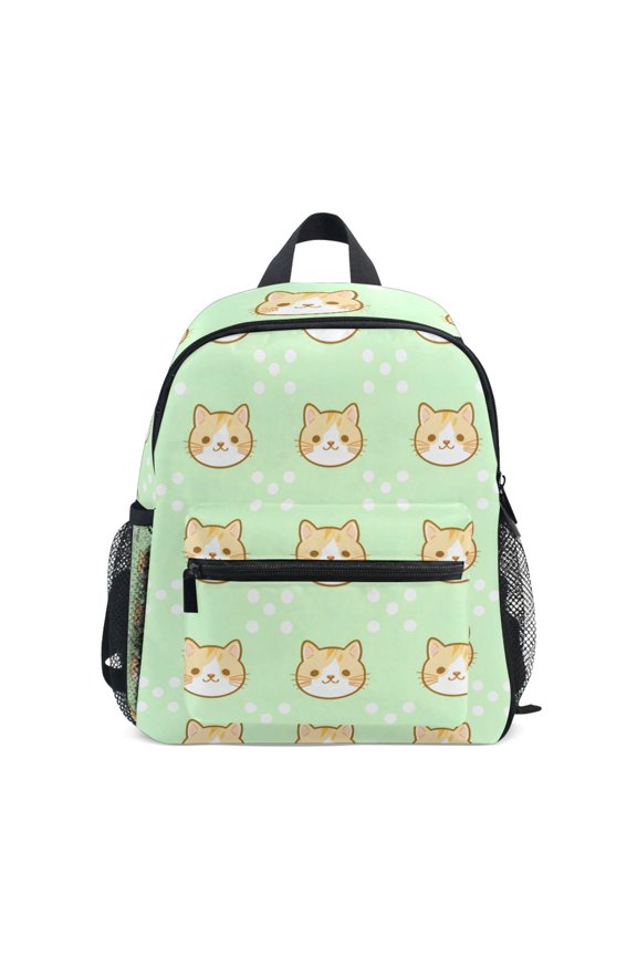 Cat Pattern Mini Backpack Cute Small Backpack with Chest Strap and Whistle Ages 3-8