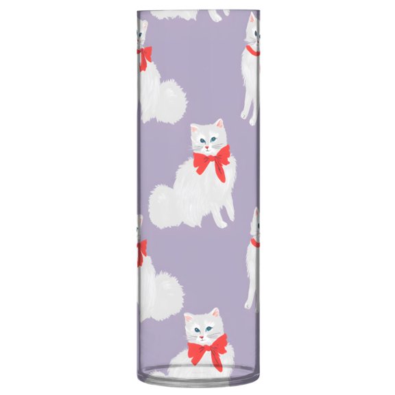 Cat Pattern Vase Flower Vase Clear Unbreakable Plastic Tall Decorative 11.8in