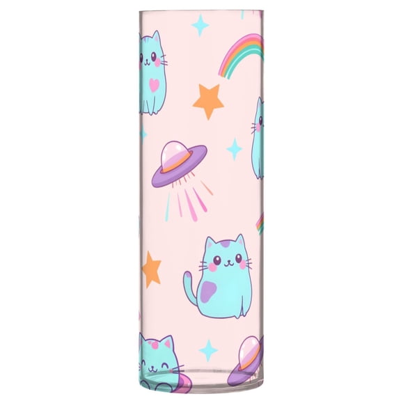 Cat Pattern Vase Flower Vase Clear Unbreakable Plastic Tall Decorative 11.8in