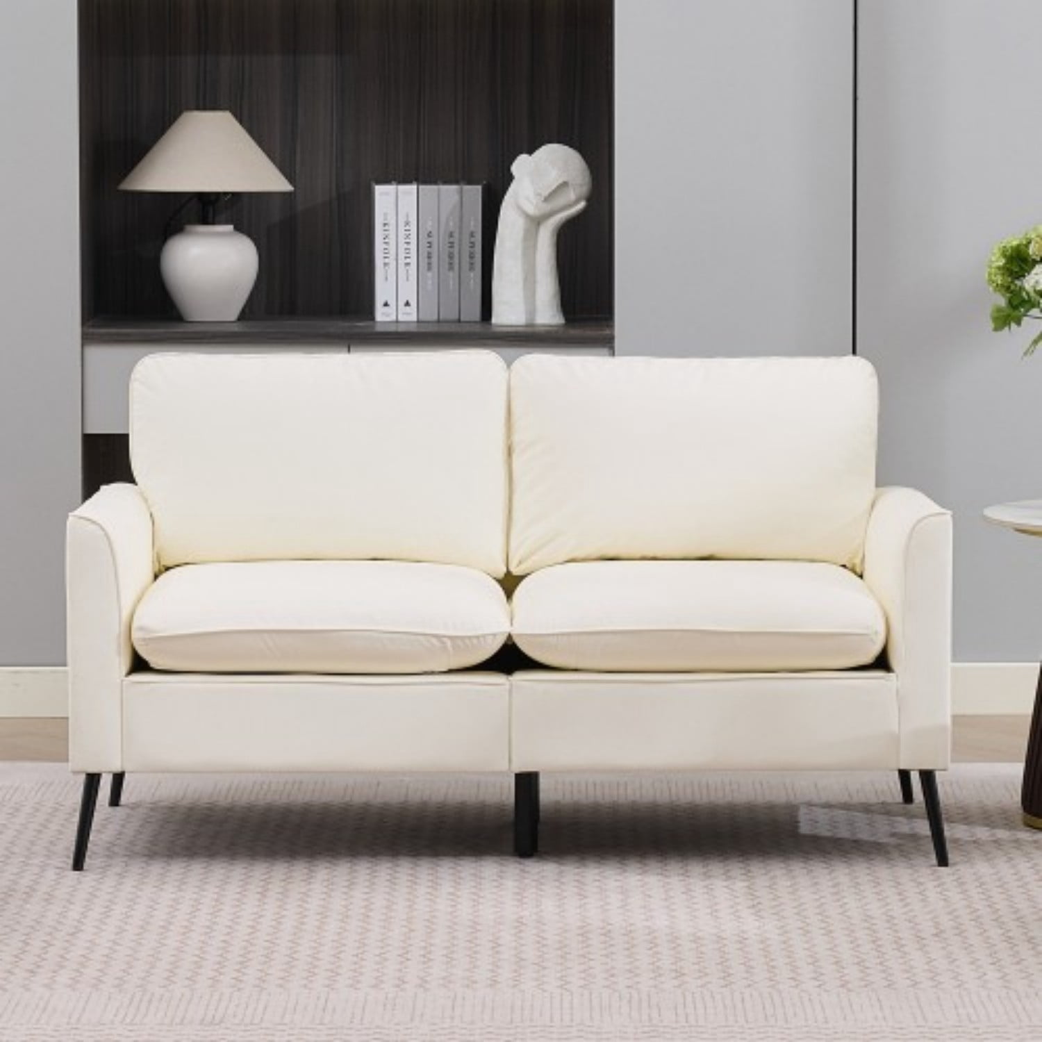 Cat Paw Accent Chair, Modern Faux Leather Upholstered Armchair, Nordic Retro Single Sofa Chair with Soft Cushion and Ergonomic Back Support for Living Room Bedroom Balcony Office, Cream