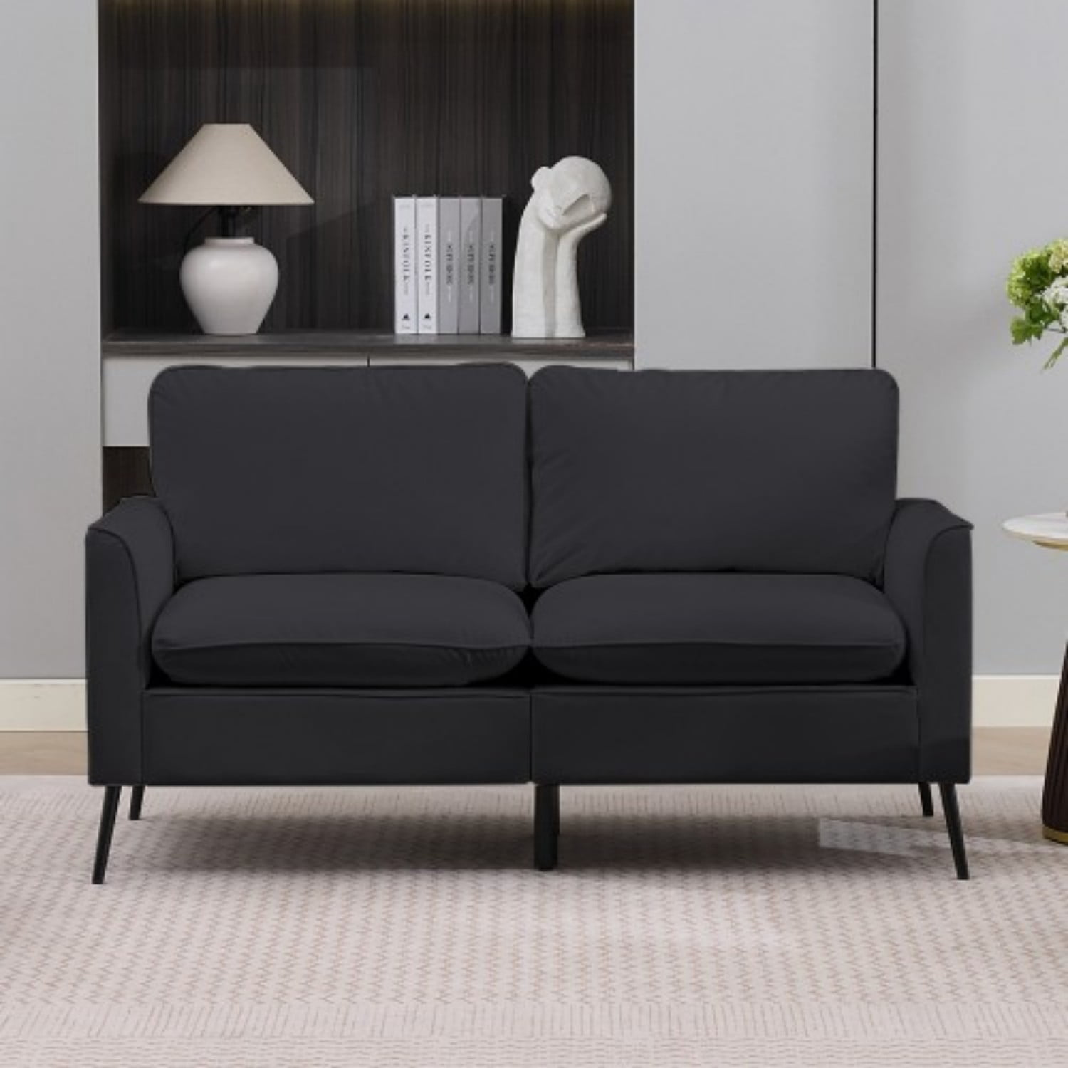 Cat Paw Accent Chair, Modern Faux Leather Upholstered Armchair, Nordic Retro Single Sofa Chair with Soft Cushion and Ergonomic Back Support for Living Room Bedroom Balcony Office, Black