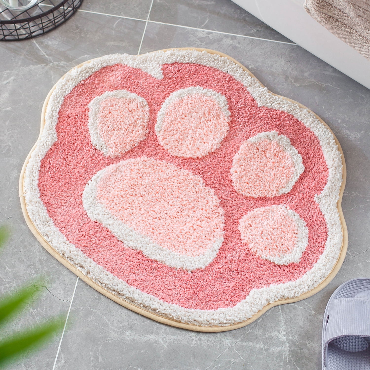 Cat Paw Bath Rugs, Plush Microfiber Bathroom Rug Water Absorbent Bath