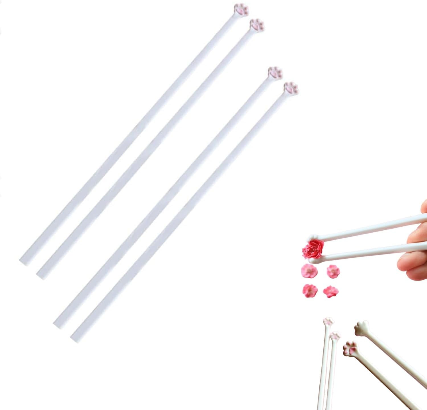 Cat Paw Chopsticks Set - 3 Pairs Cute Pink Non-Slip Reusable Chopsticks For Cat Lovers
