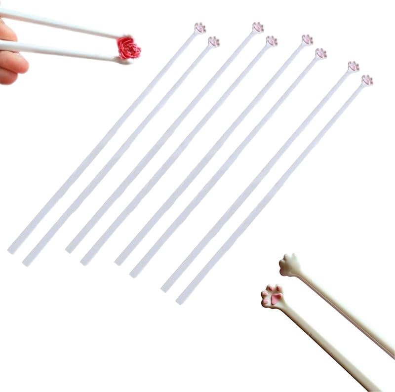 Kawaii Cat Chopsticks & Plates Set – 2 Pairs Non-Slip Chopsticks With Rests, 4 Inch Cat Plates, Dishwasher Safe