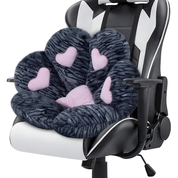 Cat Paw Cushion Chair Comfy Kawaii Plush Seat Cushions Shape Lazy Pillow for Gamer 28"x 24" Cozy Floor Cute Girl Worker Gift, Dining Room Bedroom Decorate Black Silve