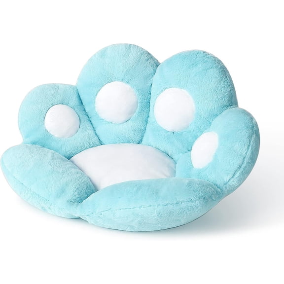 Cat Paw Cushion Kawaii Chair Cushions 31.4 x 27.5 inch Cute Stuff Seat Pad Comfy Lazy Sofa Office Floor Pillow for Gaming Chairs Room Decor (31.4 x 27.5 inches Sky Blue(Q)