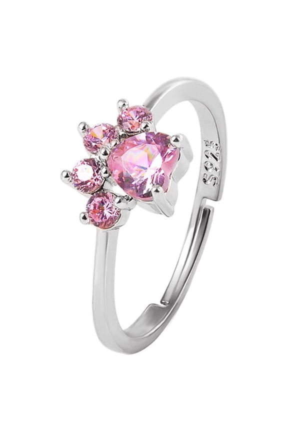 Cat Paw Design Ring with Cubic-Zirconia Fashion Cool Ring Opening Adjustabl Uniform Code Wonderful Gift