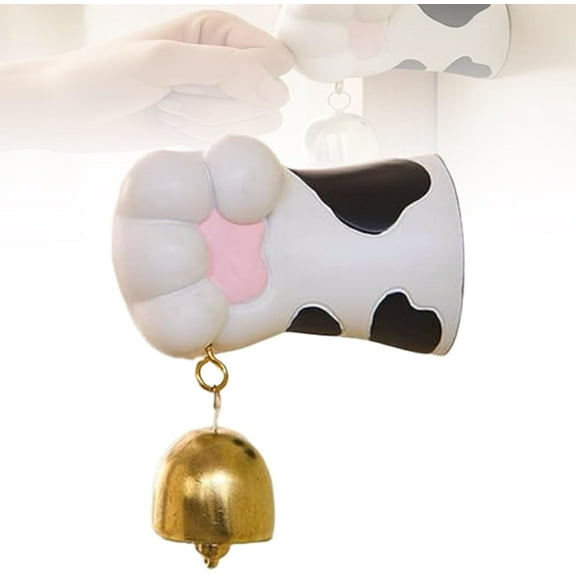 Cat Paw Doorbell with Magnet - Adorable Cow Print Decorative Door Chime, Wall-Mounted or Fridge Magnetic Bell for Indoor/Outdoor, Fun Gift for Cat Lovers(1pcs-L)