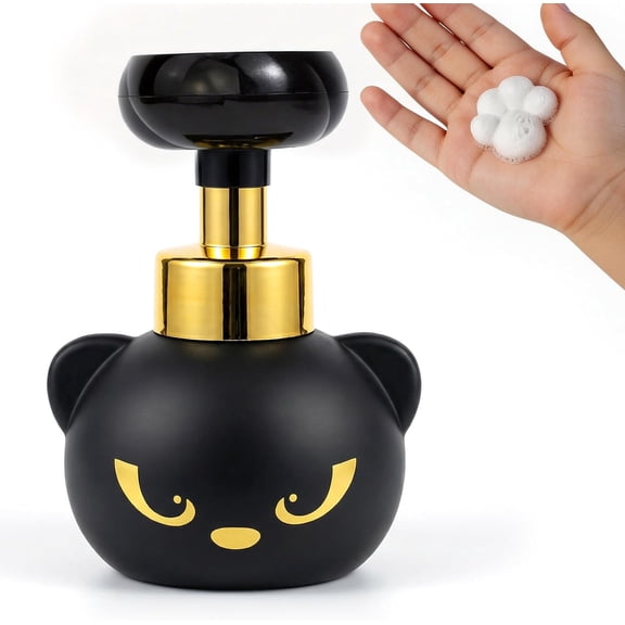 Cat Paw Foam Soap Dispenser, Cute Black Kitty Hand Soap Pump with Paw-Shaped Foam, Halloween Christmas Gift for Bathroom Kitchen Home Accessories