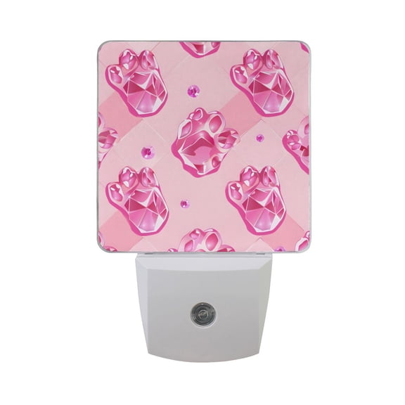 Cat Paw Gem Night Light 2 Pack LED Nightlight Plug into Wall Dusk to Dawn Sensor Soft White