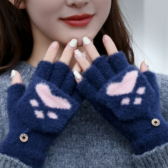 Cat Paw Gloves Kawaii Gloves Cat Paws Cosplay Faux Fur Plush Cat Gloves Lion Paws Fingerless Gloves for Girls Women