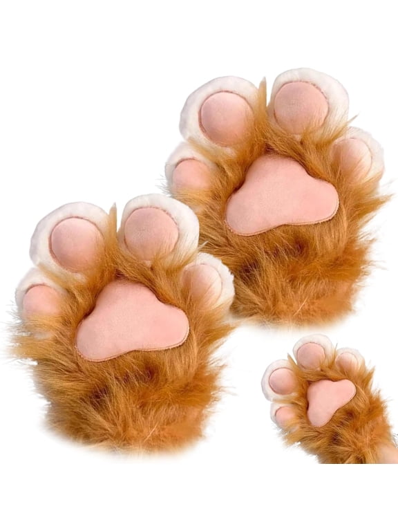 Cat Paw Gloves - Plush Furry Paws Mittens for Cosplay & Anime Convention