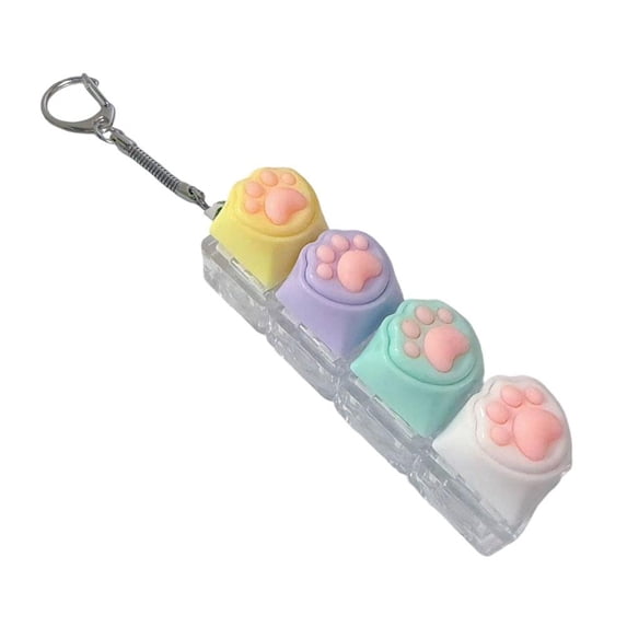 Cat Paw Keyboard Fidget Keychain Clicker Toy Portable Keychain Accessory for Stress Relief Desk Travel Use