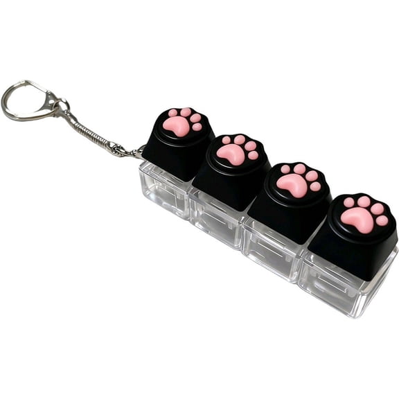 Cat Paw Keyboard Fidget Toy for Adults, Keychain Stress Relief Toy Cat Shaped Anxiety Decompression Clicker for Office, Travel, Calming Desk Gifts (black)