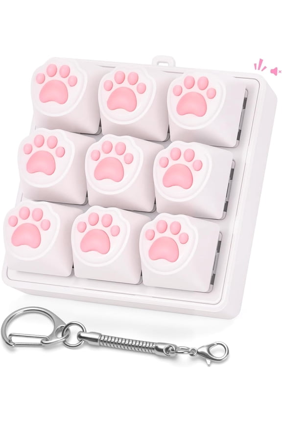 Cat Paw Keyboard Fidget Toys for Adults Clicky Keycap Clicker Keychain for Autism ASMR Work Stress Relief ADHD (Slient Version)