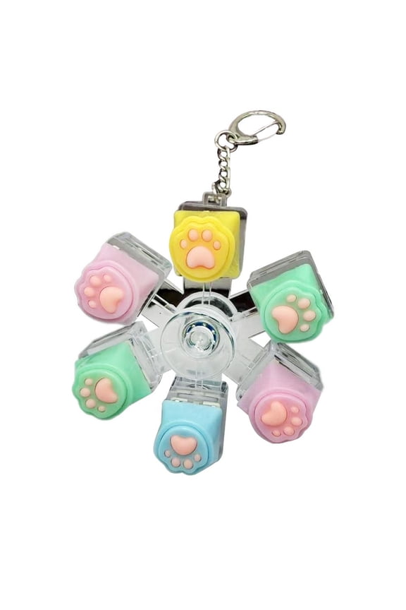 Cat Paw Keycap Fidget Spinner Keychain, Mechanical Keyboard Stress Relief Toy with LED Light, Soft Cute Keyring for Office & Anxiety Relief Gift