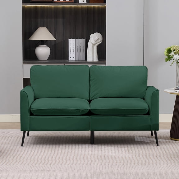 Cat Paw Leather Upholstered Sofa Loveseat, Nordic Retro Light Luxury Living Room Balcony Bedroom Single Casual Sofa Chair (Green)
