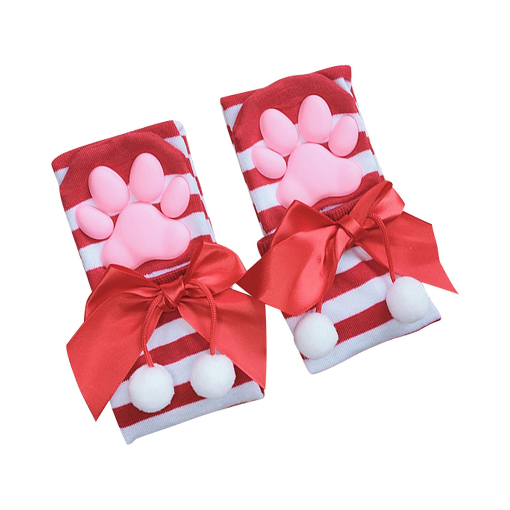 Cat Paw Pad Socks Thigh High Pink Cute 3D Kitten Claw Stockings for