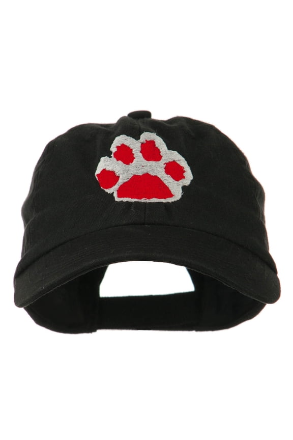 Cat Paw Pet Spun Washed Embroidered Cap - Black OSFM