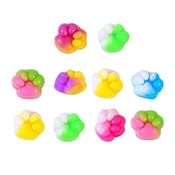 Cat Paw Popper Sensory Pads, Set of 10 Push Bubble Fidget Pads for Stress Relief & Focus Cute Animal Design Desk Gadgets, Fun Finger Therapy for Adults & Teens