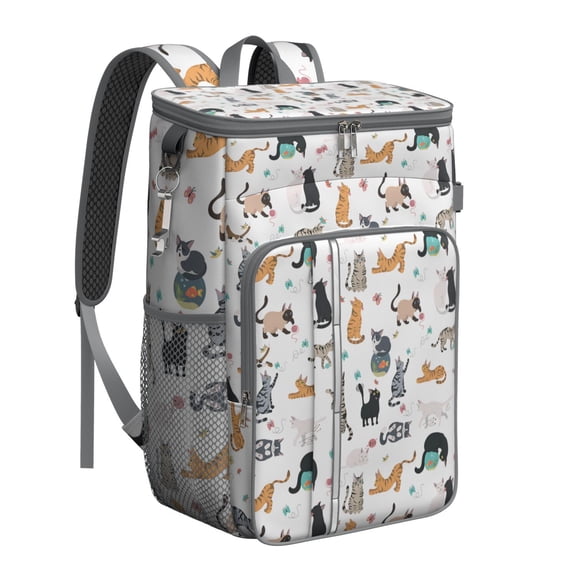 Cat Paw Print Backpack Cooler – Leakproof Insulated Cooler Bag with Adorable Cat Design, Ideal for Travel, Camping & Picnic