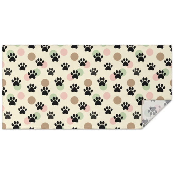 Cat Pattern Table Rectangle Cat Paw Print Dot Beige Pattern Rectangular Tablecloth 60x120 Inch ...
