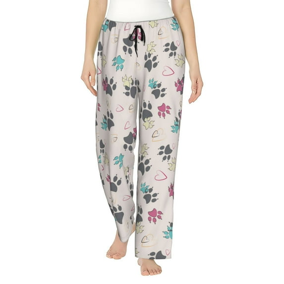 Cat Paw Print Pattern Women'S Pajama Pants Drawstring Pj Bottoms Pants With Pockets Small