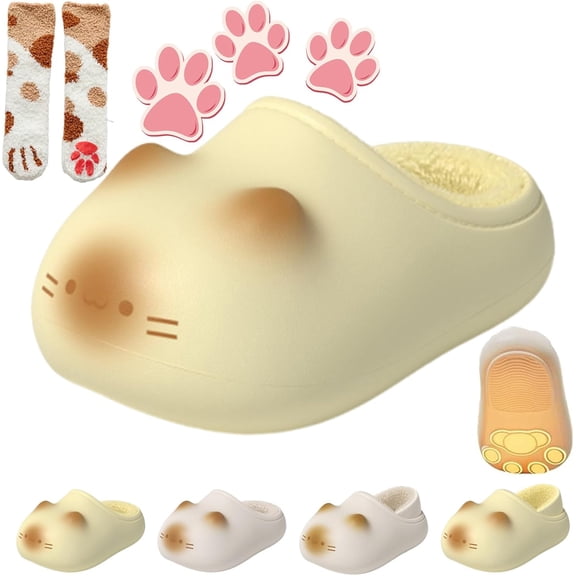 Cat Paw Print Shoe, 2026 Cat Paws Footprints Fluffy Plush Fleece Height Increase Slippers, Non-Slip Winter Comfort Slippers