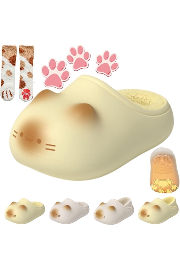 Cat Paw Print Shoe, 2026 Cat Paws Footprints Fluffy Plush Fleece Height Increase Slippers, Non-Slip Winter Comfort Slippers