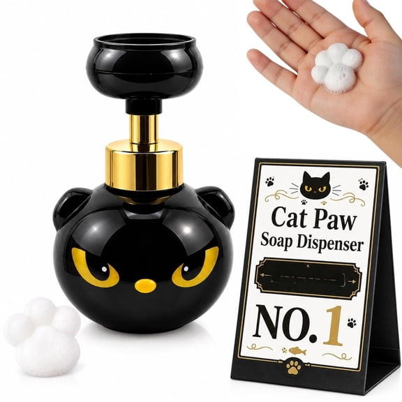 Cat Paw Print Soap Dispenser, Foaming Hand Pump Refillable Bottle for Bathroom