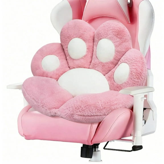 Cat Paw Shaped Plush Pillow Chair - Comfy Floor Seat For Gamer, Worker, And Girl - 28"X24" Cozy Lazy Cushion For Dining Room And Bedroom Decor - Pink Color Gift Idea