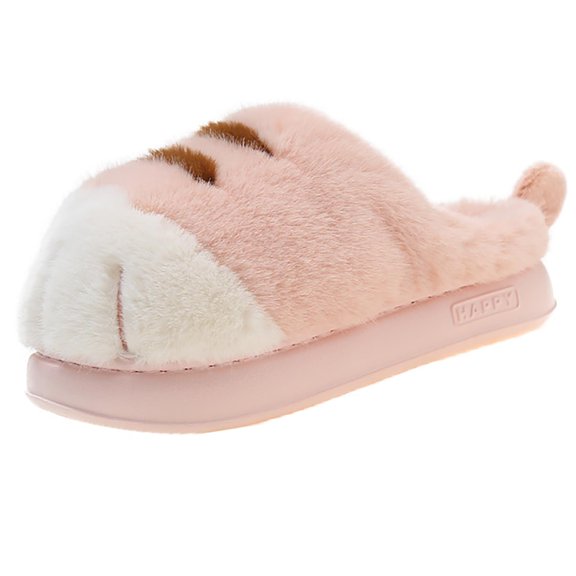 Cat Paw Slippers, Cozy 3D Fluffy Cat Paw Slipper Thickened Anti-Slip Fuzzy Shoes for Winter