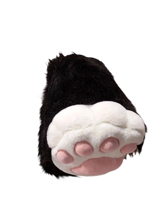 Cat Paw Slippers for Women Bear Paw Slippers Women's Mardi Gras Carnival Party Indoor Shoes Valentines Holiday Gifts, White & One Size