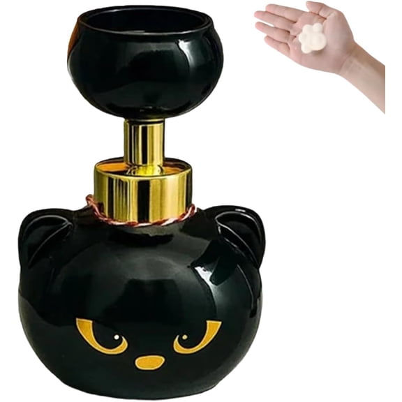 Cat Paw Soap Dispenser, Automatic Cat Paw Print Soap Dispenser, Fun Black Cat Foam Pump Bottle, Cute Foaming soap Dispensers for Kitchen Sink Bathroom, Holiday Hand Soaps Dispensers