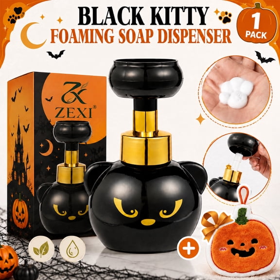 Cat Paw Soap Dispenser Black Kitty Foaming Pump Bottle Refillable Cat Soap Dispenser for Bathroom Kitchen Cute Paw Shaped Foam Hand Soap Container