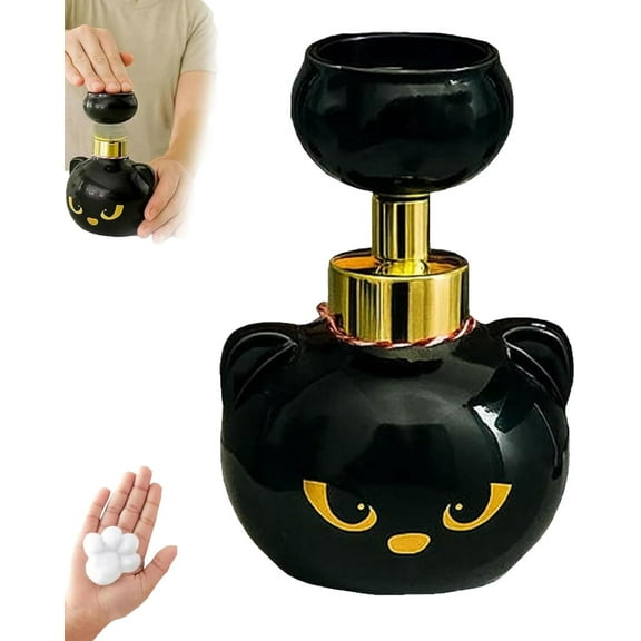 Cat Paw Soap Dispenser, Cute Cat Paw Foam Soap Dispenser, Cat Pawprint Soap, Magic Foaming Hand Wash Dispenser, Automatic Soap Dispenser with Black Print